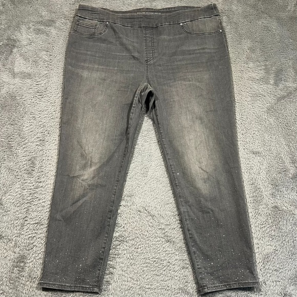 Chico's Pull On Jegging Ankle Jeans Women's 18R 3.5R 40x26 Gray Bling - Picture 1 of 14
